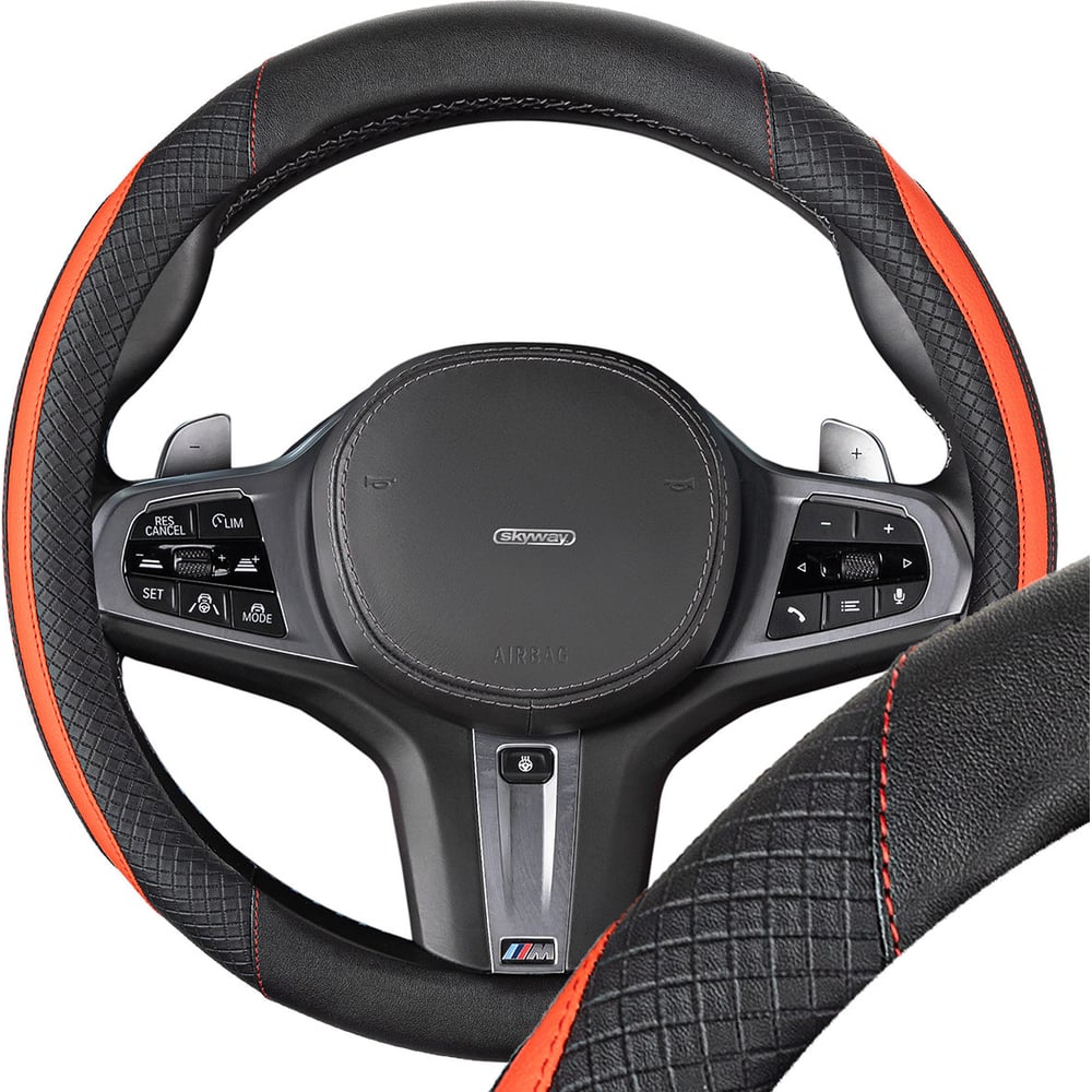 Оплетка SKYWAY Combo-16 M Черная/красная, красная строчка экокожа